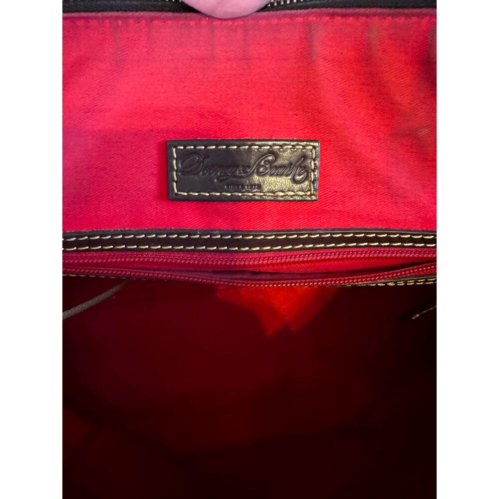 Extra Large Dooney Bourke Chestnut Croc Embossed Leather Satchel – Red Trim Bag - Picture 14 of 16